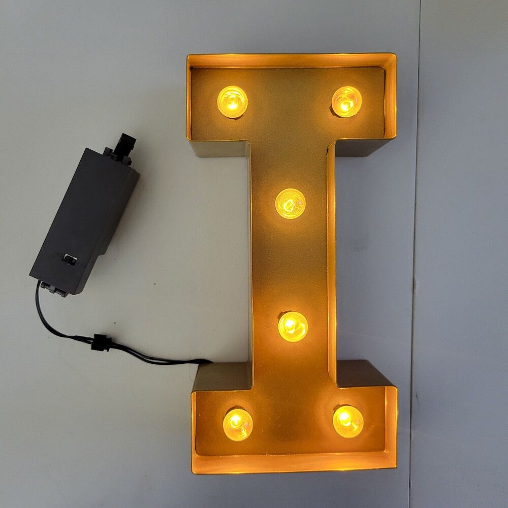 Letter I Gold Marquee Letter Battery Operated 8 In